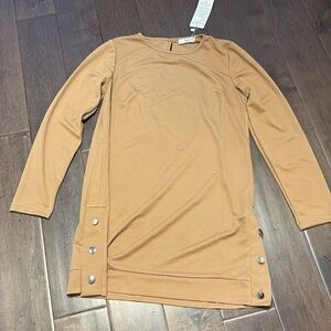 Long sleeve long tunic blouse with side shining button buttons- size medium/38